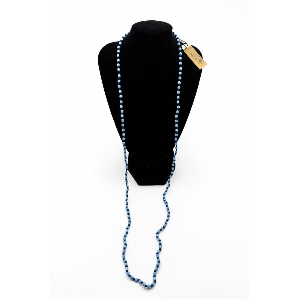 A'Tu Necklace With Blue And Black Beads NWT -475